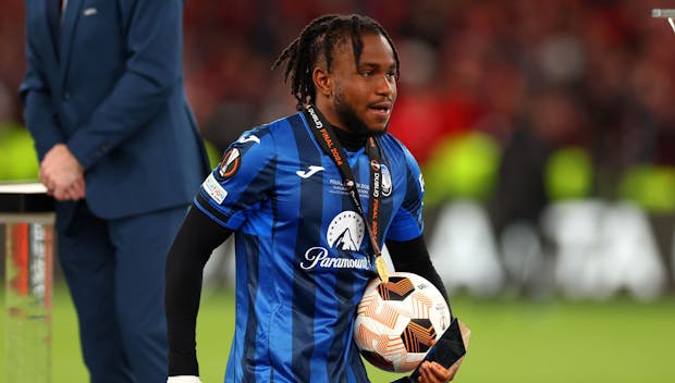 DUBLIN, IRELAND - MAY 22: Ademola Lookman of Atalanta celebrates at full-time following the UEFA Europa League 2023/24 final match between Atalanta BC and Bayer 04 Leverkusen at Dublin Arena on May 22, 2024 in Dublin, Ireland. (Photo by Chris Brunskill/Fantasista/Getty Images)