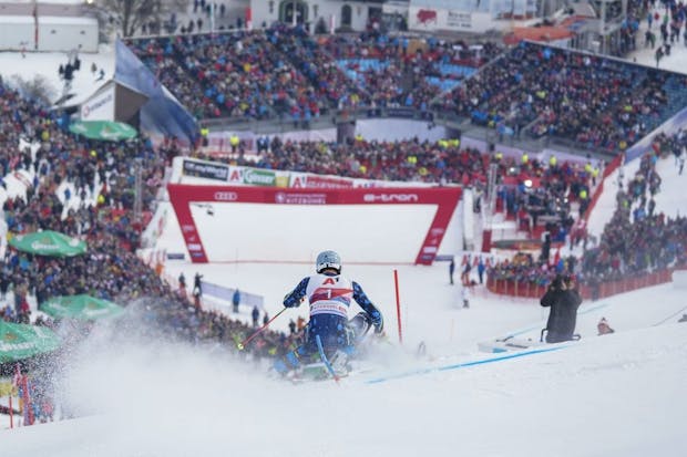 Andre Myhrer of Sweden competes at FIS men's slalom on January 26, 2020 in Kitzbuehel, Austria. (Photo by Martin Rauscher/SEPA.Media /Getty Images)