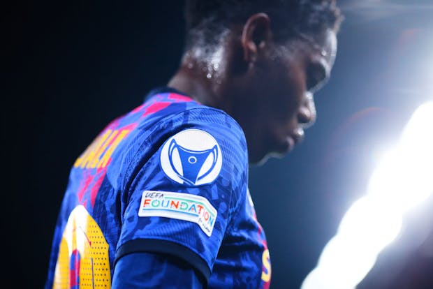 Women's Champions League logo seen during UWCL match between Barcelona and 1899 Hoffenheim on November 10, 2021 (Photo by Eric Alonso/Getty Images)